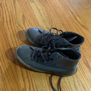 Vegan leather / cloth lined high top Converse all stars